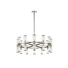 Kuzco Lighting CH309024PNCG Revolve 21-Luminaires 1440W Verre transparent et nickel poli Lustre