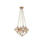 Kuzco Lighting CH332421VBCR Cairo 4-Luminaires 240W Verre strié et laiton vieilli Lustre