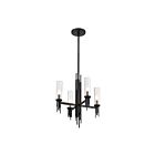 Kuzco Lighting CH335418MBCR Torres 4-Luminaires 160W Verre strié transparent et noir mat Lustre