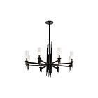 Kuzco Lighting CH335836MBCR Torres 8-Luminaires 320W Verre strié transparent et noir mat Lustre
