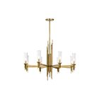 Kuzco Lighting CH335836VBCR Torres 8-Luminaires 320W Verre strié et laiton vieilli Lustre