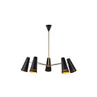 Kuzco Lighting CH342545MBHL Brickell 5-Luminaires 300W Noir mat et cuir noisette Lustre
