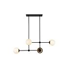 Kuzco Lighting CH407342MBGO Fiore 4-Luminaires 240W Noir mat et verre opale lustré Lustre