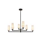 Kuzco Lighting CH424135MBOP Krysta 6-Luminaires 240W Noir mat et verre opale Lustre