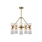Kuzco Lighting CH442626BGCR Nelly 10-Luminaires 400W Or brossé et verre strié transparent Lustre