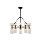 Kuzco Lighting CH442626MBCR Nelly 10-Luminaires 400W Noir mat et verre strié transparent Lustre