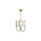 Kuzco Lighting CH450715AGCW Seno 3-Luminaires 180W Or vieilli et tissu de coton blanc Lustre