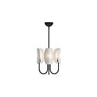 Kuzco Lighting CH450715MBCW Seno 3-Luminaires 180W Noir mat et tissu de coton blanc Lustre