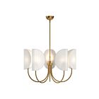 Kuzco Lighting CH450732AGCW Seno 5-Luminaires 300W Or vieilli et tissu de coton blanc Lustre