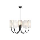 Kuzco Lighting CH450732MBCW Seno 5-Luminaires 300W Noir mat et tissu de coton blanc Lustre