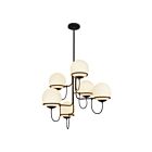 Kuzco Lighting CH458632MBOP Alba 6-Luminaires 360W Noir mat et verre opale Lustre