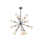 Kuzco Lighting CH462039MBGR Cosmo 12-Luminaires 720W Noir mat et verre opale strié lustré Lustre