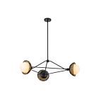Kuzco Lighting CH490340MBOP Perth 3-Luminaires 120W Noir mat et verre opale Lustre