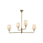 Kuzco Lighting CH497445BGWL Bridgette 4-Luminaires 240W Or brossé et lin blanc Lustre