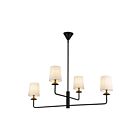 Kuzco Lighting CH497445MBWL Bridgette 4-Luminaires 240W Noir mat et lin blanc Lustre