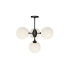 Kuzco Lighting CH505426MBOP Nouveau 4-Luminaires 160W Noir mat et verre opale mat Lustre