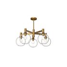 Kuzco Lighting CH506129AGCL Castilla 5-Luminaires 300W Or vieilli et verre transparent Lustre
