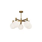 Kuzco Lighting CH506129AGOP Castilla 5-Luminaires 300W Or vieilli et verre opale mat Lustre