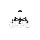 Kuzco Lighting CH506129MBCL Castilla 5-Luminaires 300W Verre transparent et noir mat Lustre