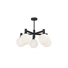 Kuzco Lighting CH506129MBOP Castilla 5-Luminaires 300W Noir mat et verre opale mat Lustre