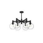 Kuzco Lighting CH506230MBCL Castilla 6-Luminaires 360W Verre transparent et noir mat Lustre