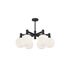Kuzco Lighting CH506230MBOP Castilla 6-Luminaires 360W Noir mat et verre opale mat Lustre