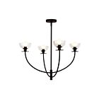 Kuzco Lighting CH515226MBCL Sylvia 4-Luminaires 240W Noir mat et verre transparent Lustre