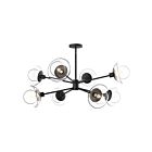 Kuzco Lighting CH517338MBCL Francesca 8-Luminaires 480W Verre transparent et noir mat Lustre