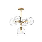 Kuzco Lighting CH548518BGCL Willow 5-Luminaires 300W Or brossé et verre transparent Lustre
