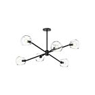 Kuzco Lighting CH548637MBCL Willow 6-Luminaires 360W Verre transparent et noir mat Lustre
