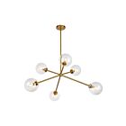 Kuzco Lighting CH549640AGCL Cassia 6-Luminaires 240W Or vieilli et verre transparent Lustre