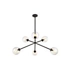Kuzco Lighting CH549640MBCL Cassia 6-Luminaires 240W Noir mat et verre transparent Lustre