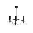 Kuzco Lighting CH563335MBCL Jude 3-Luminaires 180W Verre transparent et noir mat Lustre