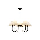 Kuzco Lighting CH610530MBFW Rosemary 5-Luminaires 200W Noir mat et blanc plissé Lustre
