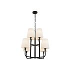 Kuzco Lighting CH628830MBOP Plisse 8-Luminaires 480W Noir mat et verre opale mat Lustre