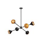 Kuzco Lighting CH633638MBBR Daphne 6-Luminaires 360W Noir mat et corde de coton brun Lustre