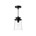 Kuzco Lighting EP533006BKCB Quincy 1-Lumière 60W Verre bullé transparent et noir texturé Suspendu
