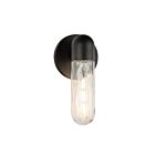 Kuzco Lighting EW73210-BK-WC Lima 1-lumière 60W Noir et verre transparent à motif d’eau Incandescente Appliques murales d'intérieur