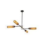 Kuzco Lighting LP491452MBTJ Colby 4-Lumières 32W Noir mat et jute naturel Suspendu
