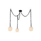 Kuzco Lighting MP579707MBGR Cherise 3-Lumières 180W Noir mat et verre opale côtelé brillant Suspendu