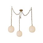 Kuzco Lighting MP579712BGGR Cherise 3-Lumières 180W Or brossé et verre opale côtelé brillant Suspendu