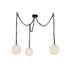 Kuzco Lighting MP579712MBGR Cherise 3-Lumières 180W Noir mat et verre opale côtelé brillant Suspendu