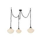 Kuzco Lighting MP651312MBGR Farrah 3-Lumières 180W Noir mat et verre opale côtelé brillant Suspendu