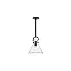Kuzco Lighting PD412511MBCL Emerson 1-Lumière 60W Noir mat et verre transparent Suspendu