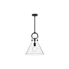 Kuzco Lighting PD412514MBCL Emerson 1-Lumière 60W Noir mat et verre transparent Suspendu
