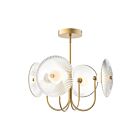Kuzco Lighting PD417904BGCR-UNV Hera 20W Or brossé et verre côtelé transparent LED Suspendu