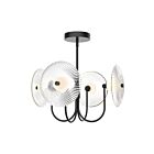 Kuzco Lighting PD417904MBCR-UNV Hera 20W Noir mat et verre côtelé transparent LED Suspendu