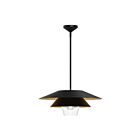 Kuzco Lighting PD475120MBCL Tetsu 1-Lumière 60W Noir mat et verre transparent Suspendu