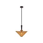 Kuzco Lighting PD497016MBRA Bridgette 1-Lumière 60W Noir mat et rotin Suspendu