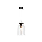 Kuzco Lighting PD515408MBCL Sylvia 1-Lumière 60W Noir mat et verre transparent Suspendu